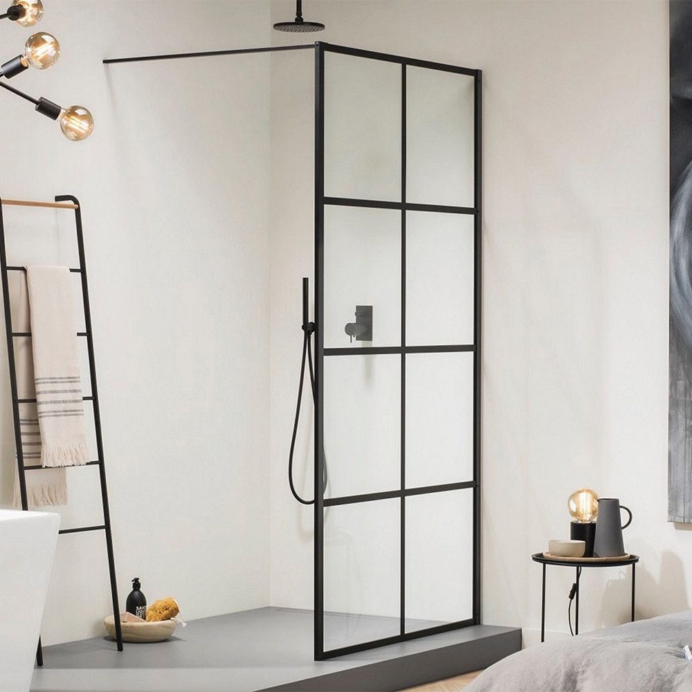 Orabella Windows Black matt 90 cm - Καμπίνα ελεύθερης τοποθέτησης με βραχίονα στήριξης τοίχου