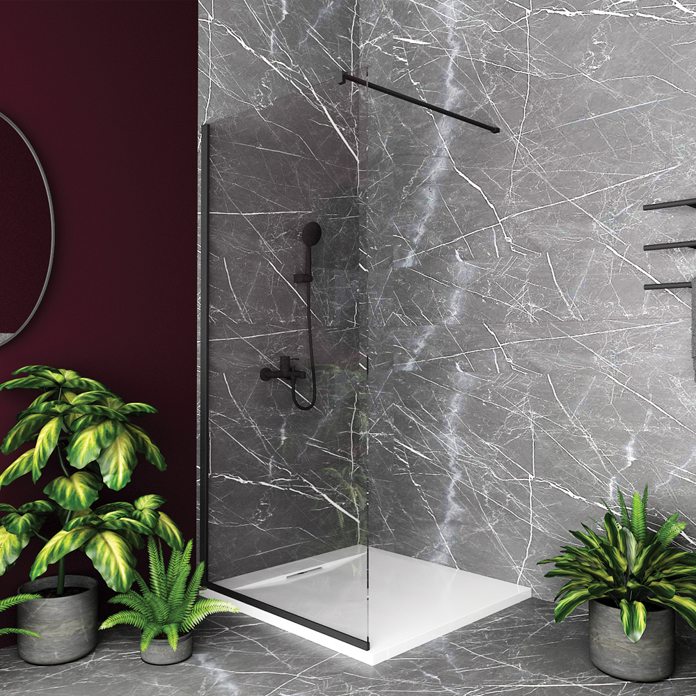 Orabella Serena Black matt H200 80 cm - Καμπίνα ελεύθερης τοποθέτησης με βραχίονα στήριξης τοίχου