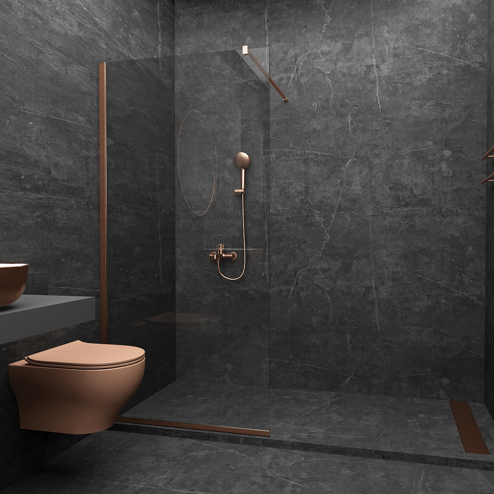 Orabella Serena Rose Gold H185 100 cm - Καμπίνα ελεύθερης τοποθέτησης με βραχίονα στήριξης τοίχου