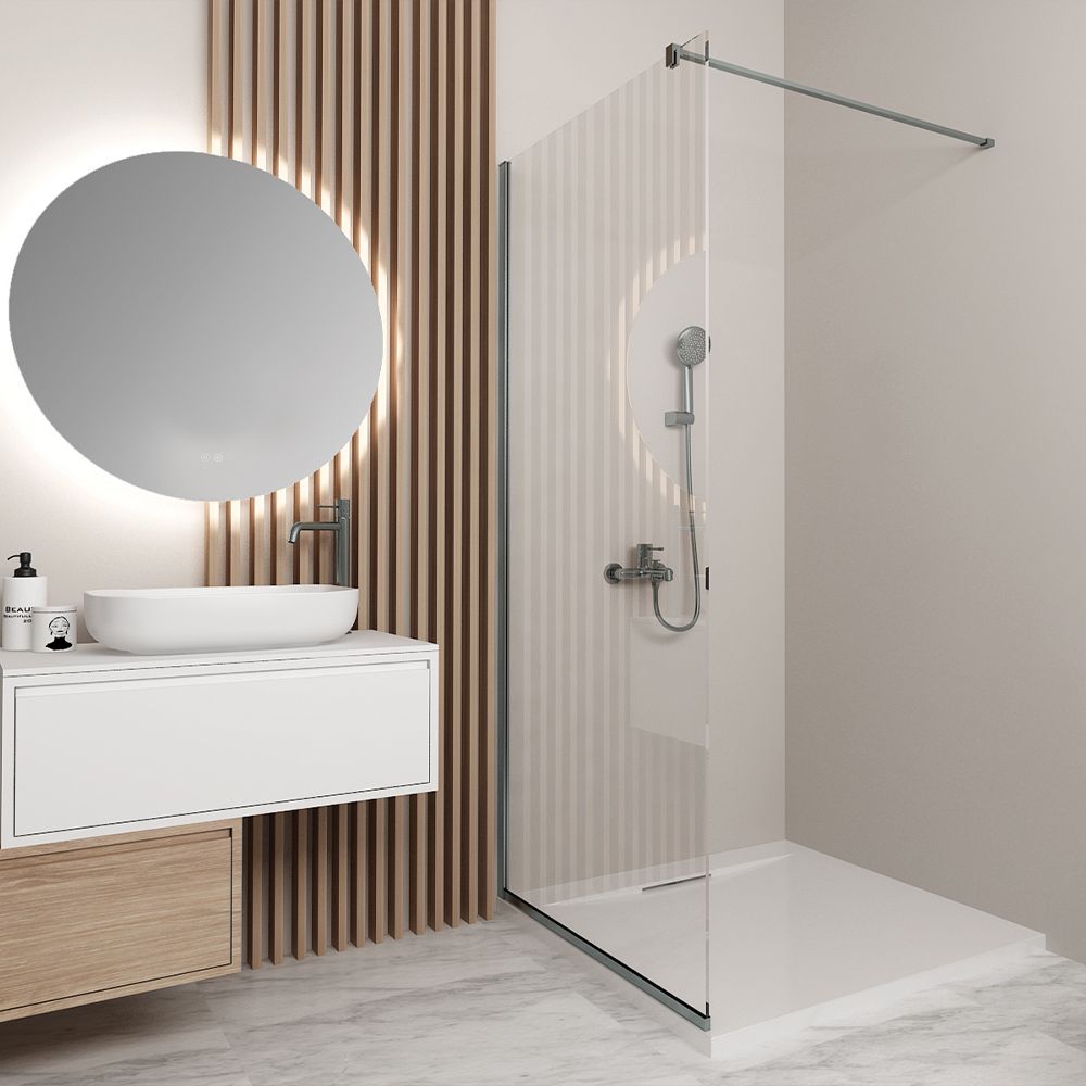 Orabella Serena Gun metal  H185 120 cm - Καμπίνα ελεύθερης τοποθέτησης με βραχίονα στήριξης τοίχου